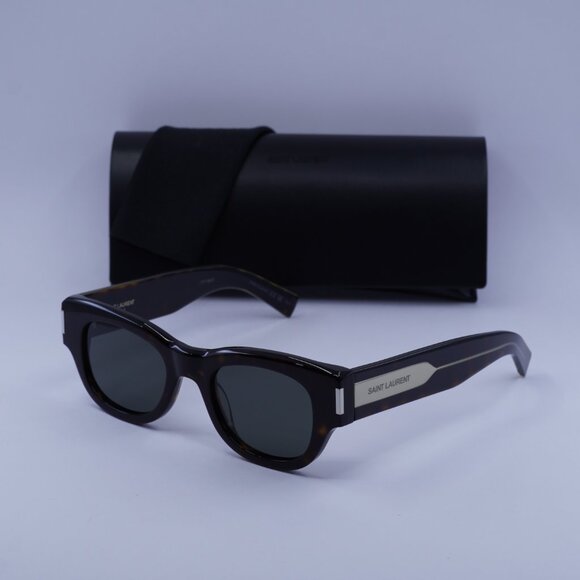 Saint Laurent SL573 002 Square Sunglasses – Dark Havana/Grey - Picture 4 of 11